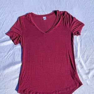 Women's V-Neck Burgundy Top
